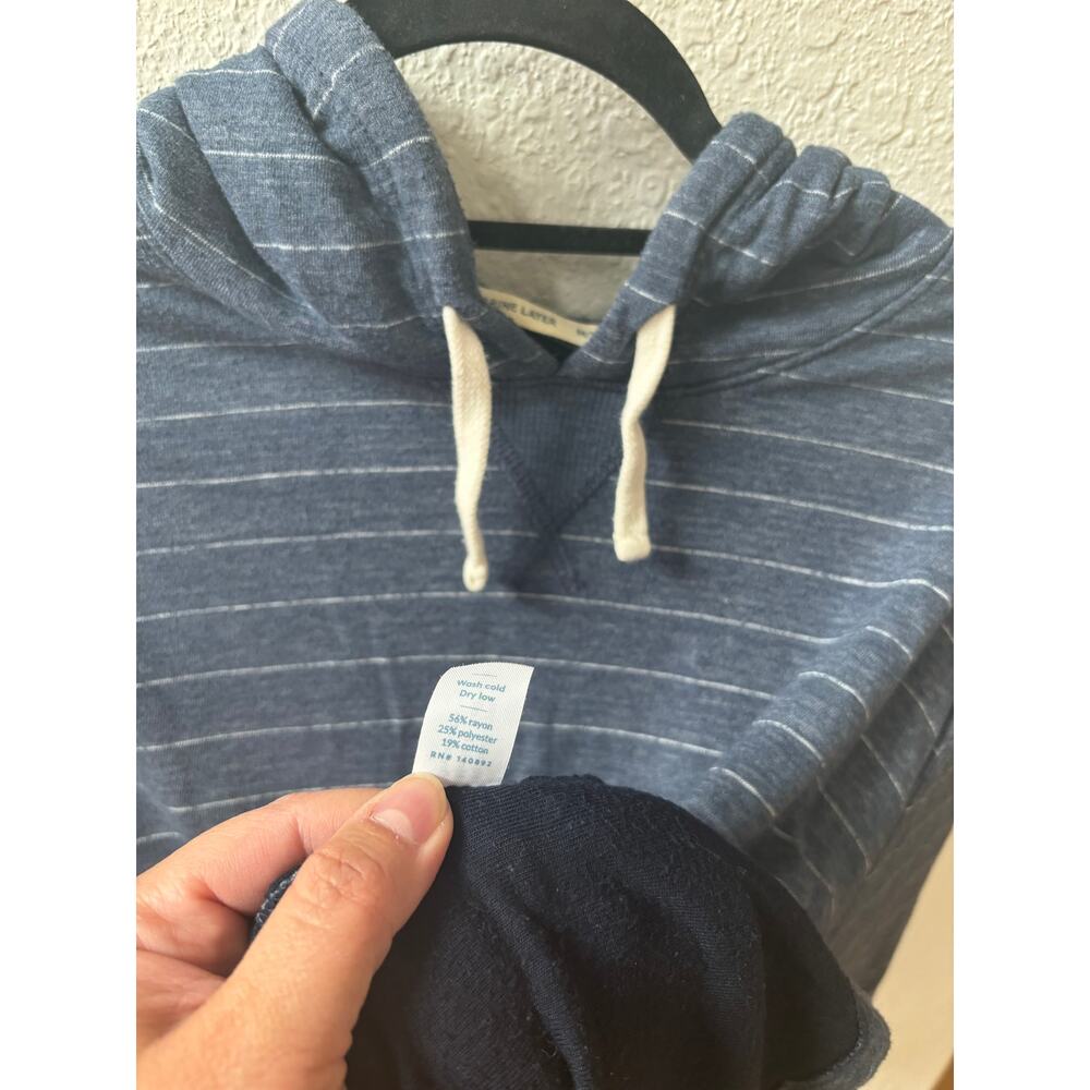 Marine Layer Pullover Sweatshirt Blue Stripe Tri-Blend Jersey Hoodie Size Medium - Picture 3 of 6